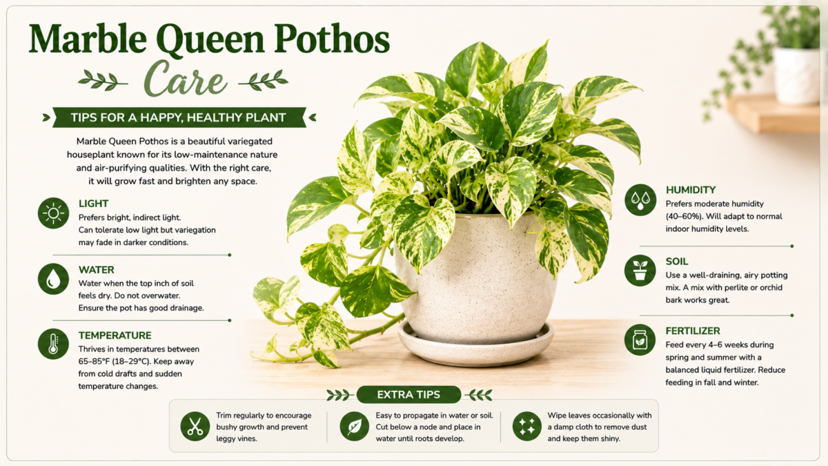 Marble Queen Pothos Care: A Complete Guide